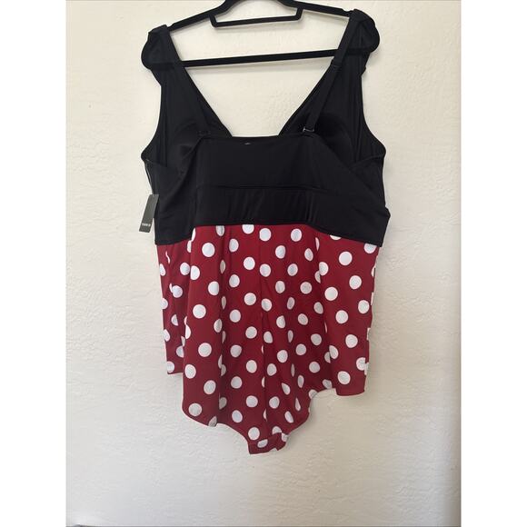 Disney Minnie Mouse Womens Plus One Piece Swimsuit Ruffle V Neck Polka Dot 4X - Picture 8 of 9